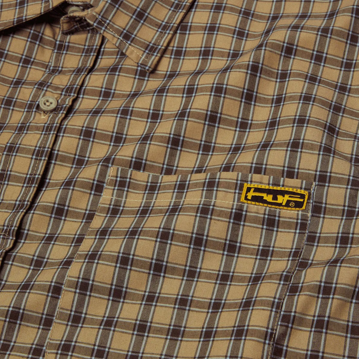 HUF Stretch Micro Plaid Shirt - Clay Student Essential
