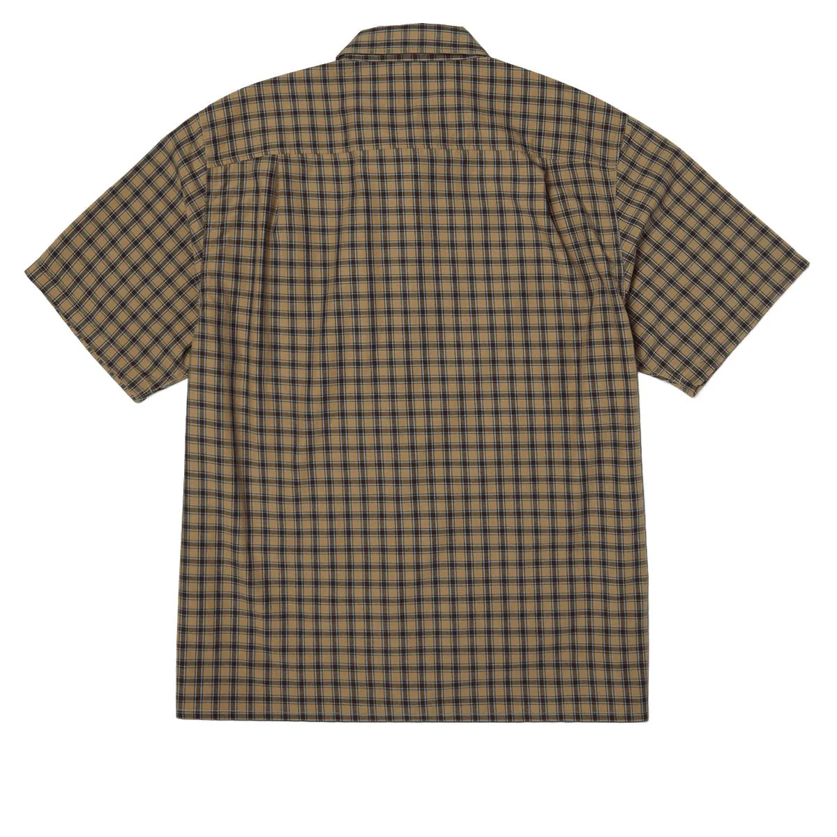 HUF Stretch Micro Plaid Shirt - Clay Non Chafe Seams Wrinkle Resistant Finish