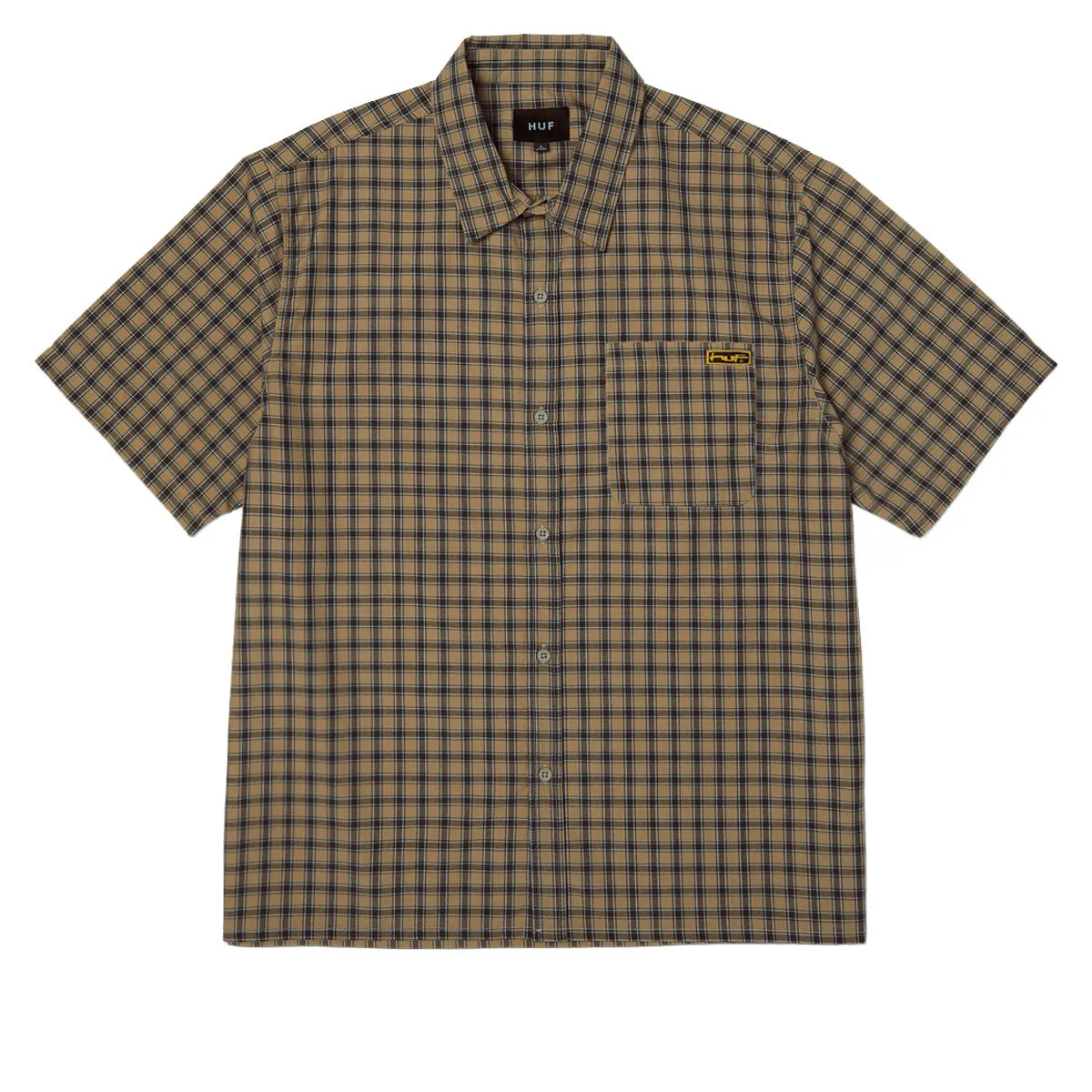 HUF Stretch Micro Plaid Shirt - Clay BBQ Party