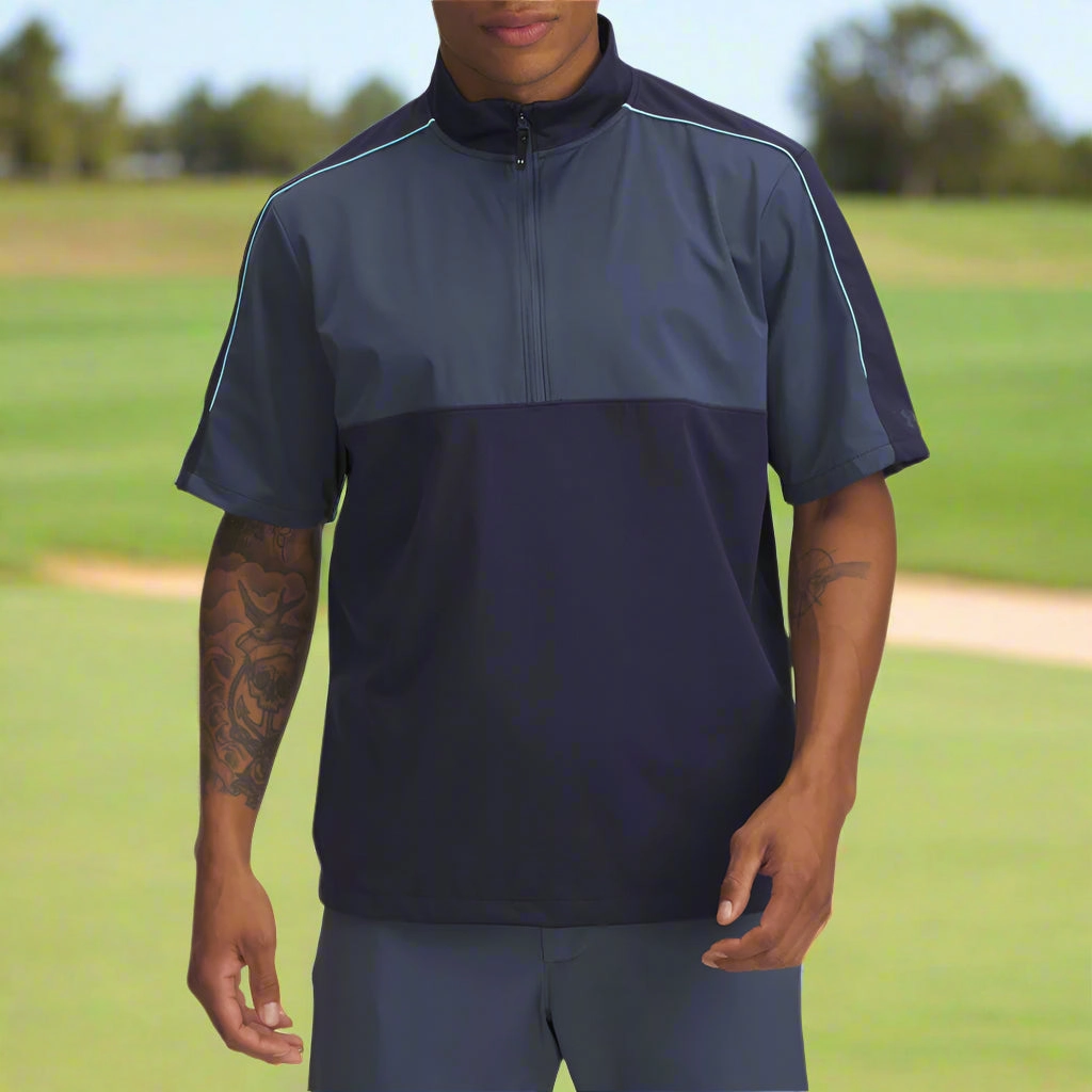 tag accents Under Armour Drive Wind Short Sleeve 1/4 Zip - Midnight Navy/Downpour Grey/Downpour Grey
