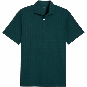 Puma MATTR Houndstooth Polo Shirt - Green Terrain Soft Layering Street Trend