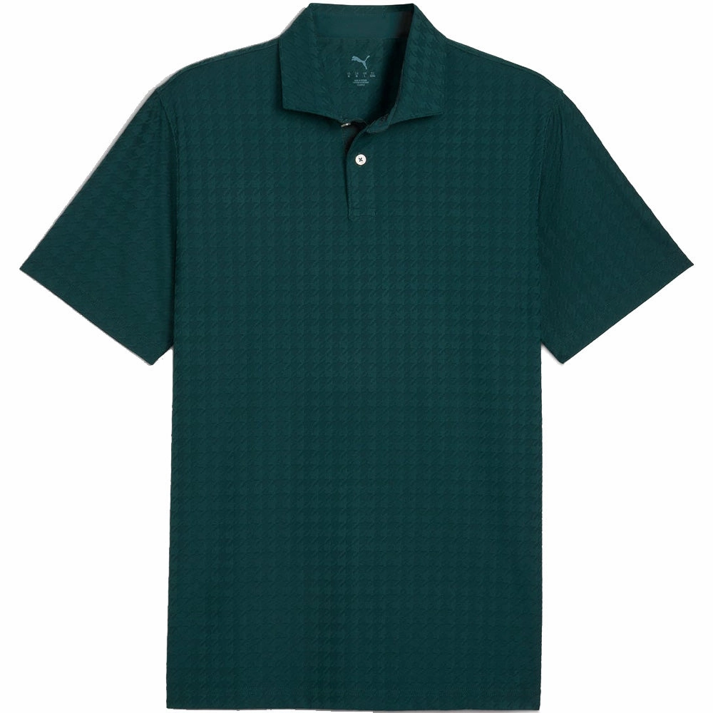 Puma MATTR Houndstooth Polo Shirt - Green Terrain Soft Layering Street Trend