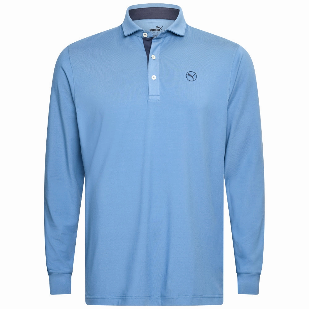 Classic Color Puma Cloudspun Longsleeve Midweight Polo Shirt - Blue Horizon/Deep Navy
