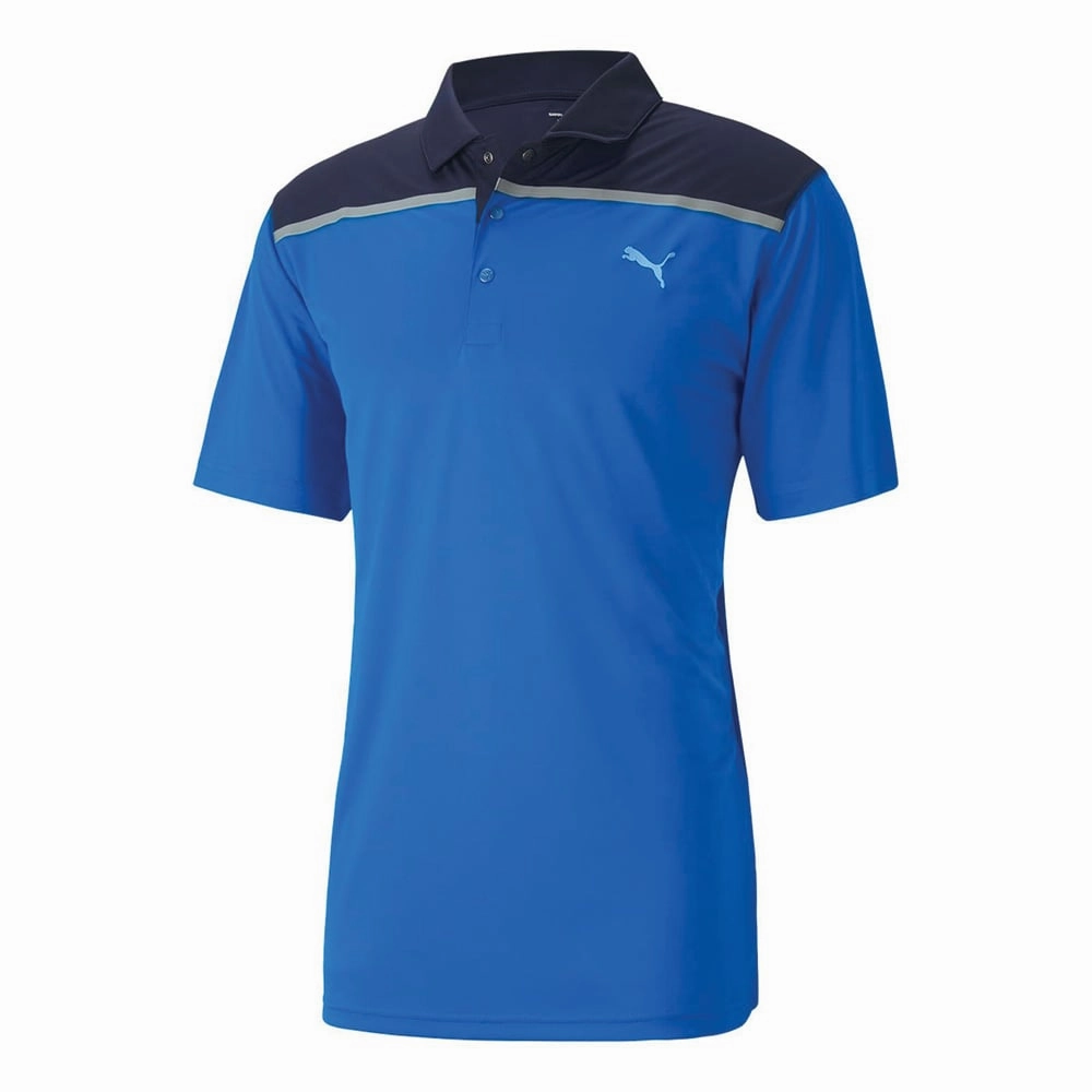 Wool combination Versatile Top Puma Rotation Bonded Colourblock Polo Shirt - Star Sapphire/Navy