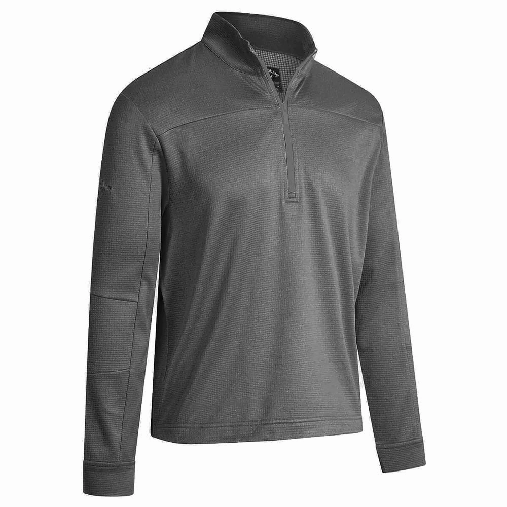 Wrinkle-Resistant Callaway Pierced Waffle 1/4 Zip Pullover - Castlerock Heather
