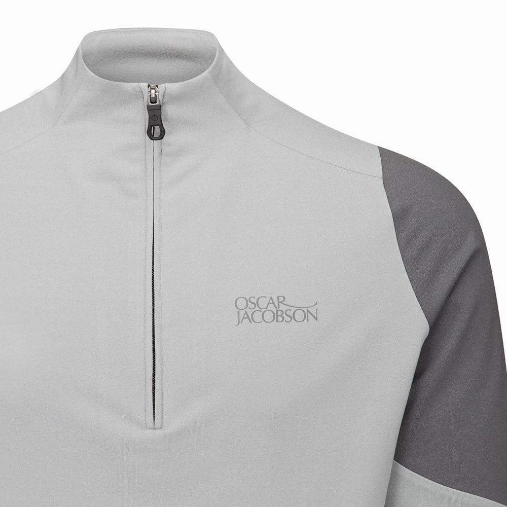 Oscar Jacobson Lodstock Tour Mid Layer 1/2 Zip Pullover - Light Grey Marl Sporty Design
