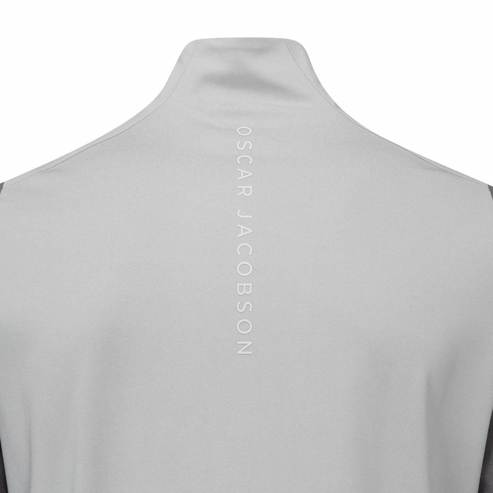 V neck Oscar Jacobson Lodstock Tour Mid Layer 1/2 Zip Pullover - Light Grey Marl