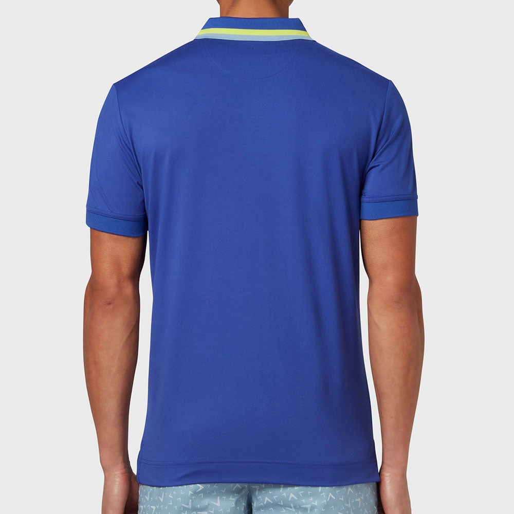 Ergonomic Cut Neutral Color Callaway Ombre Chev Print Polo Shirt - Clematis Blue