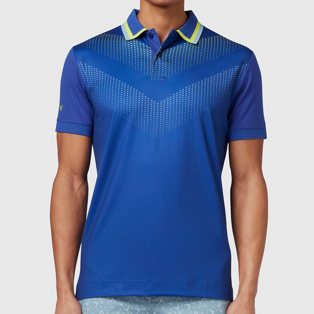 Long Lasting Color Callaway Ombre Chev Print Polo Shirt - Clematis Blue