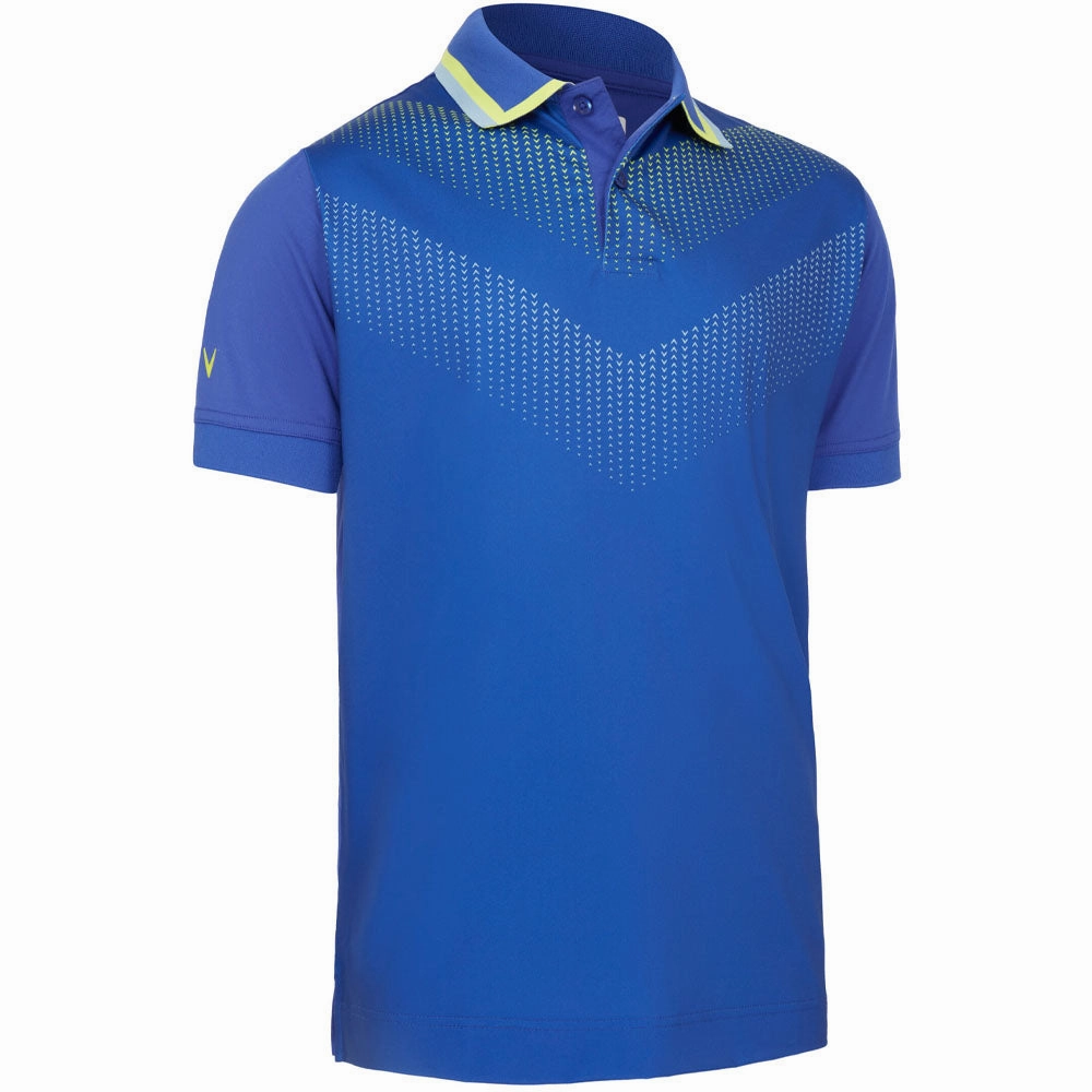 Callaway Ombre Chev Print Polo Shirt - Clematis Blue Comfortable texture Simple Comfort Look