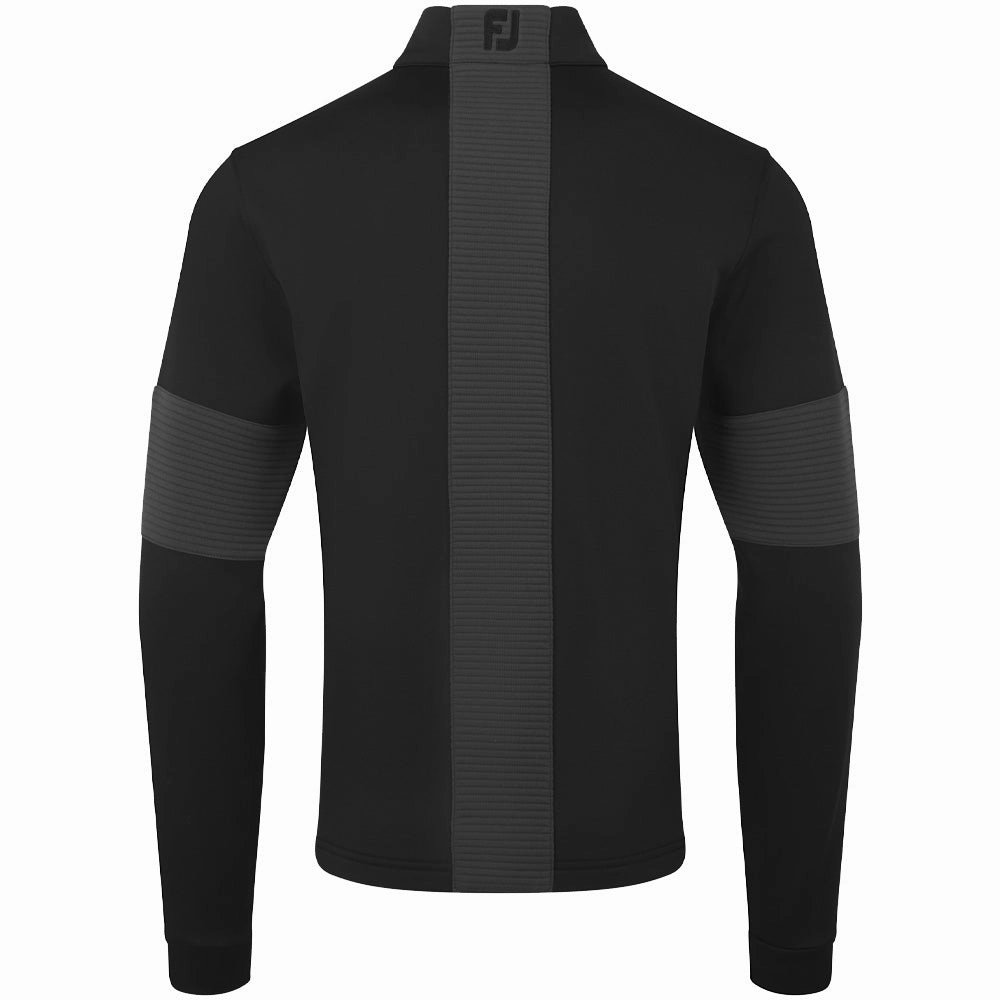 FootJoy Ribbed Chill-Out XP 1/2 Zip Pullover - Black/Charcoal Drawstring Hood
