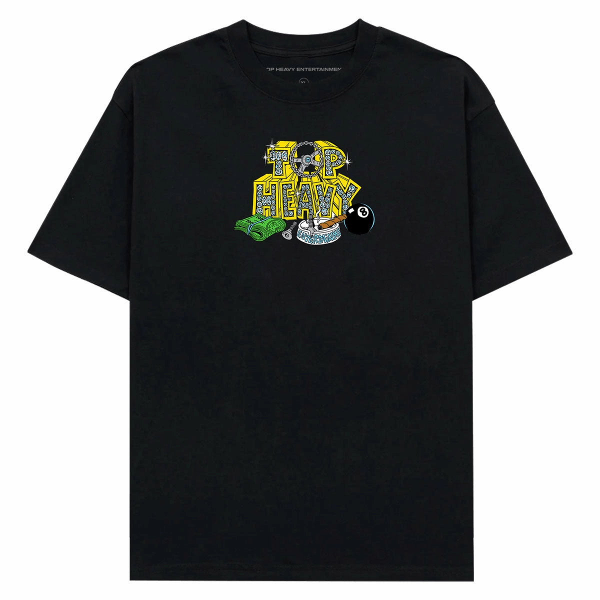 NonIrritating Fabric Relaxed Fit Design Top Heavy Payday T-Shirt - Black