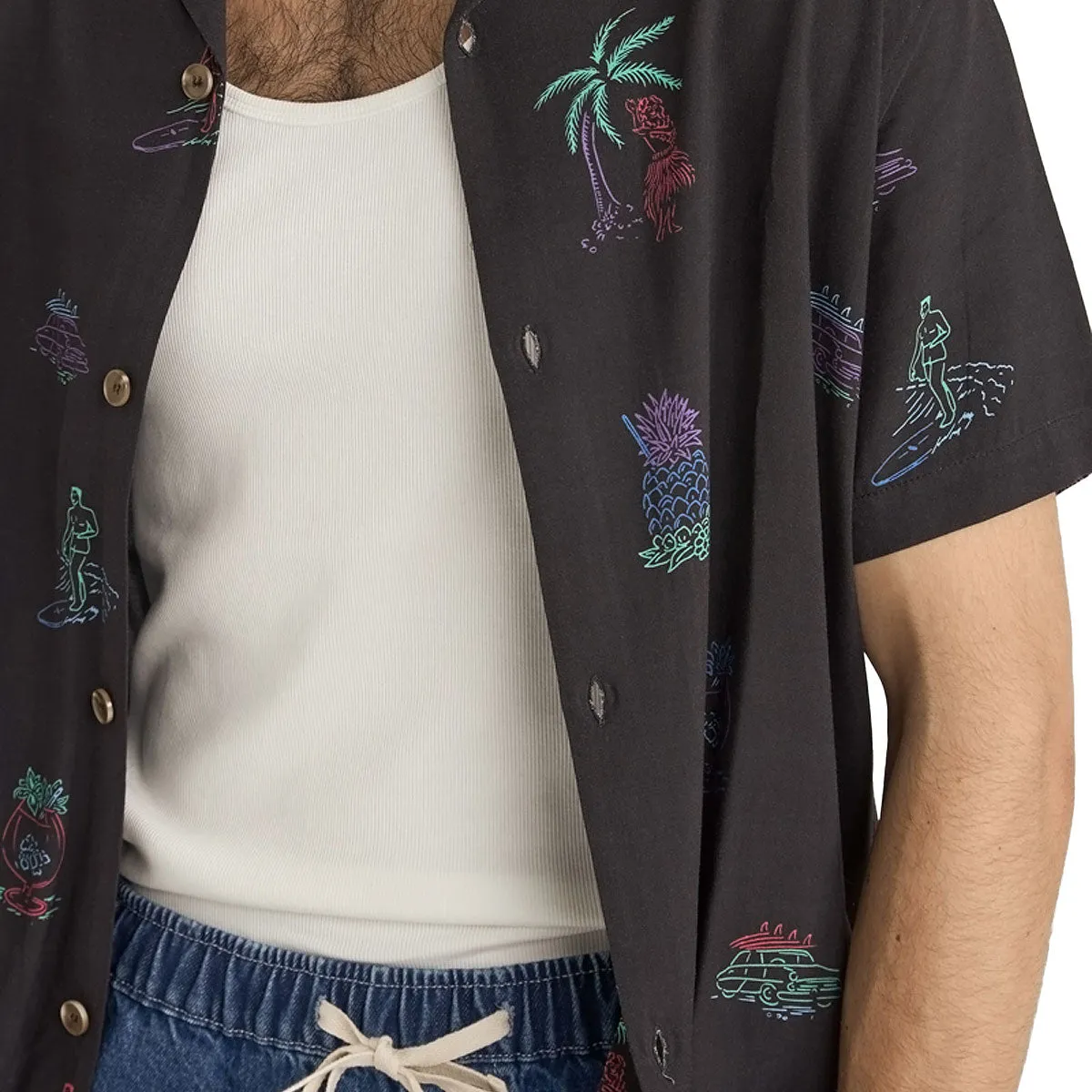 Rhythm Vibes Shirt - Black Versatile Layering Smooth Seam Finish