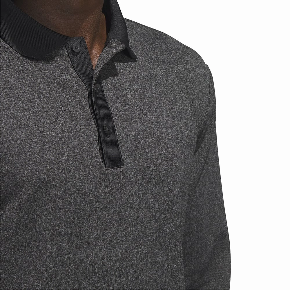 adidas Essentials Long Sleeve Polo Shirt - Black Melange Multi Purpose Wear