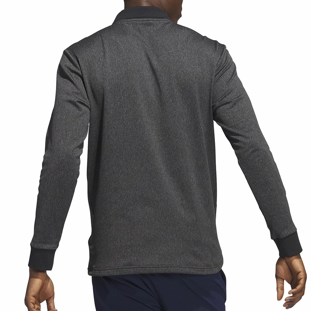 adidas Essentials Long Sleeve Polo Shirt - Black Melange Trendy