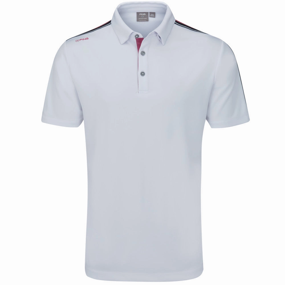 Garment Washed Texture Ping Inver Polo Shirt - White/Navy Multi