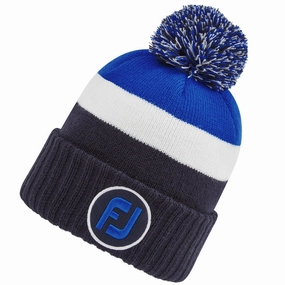FootJoy Pom Pom Beanie - Navy/White/Blue Trend Ready Felt material