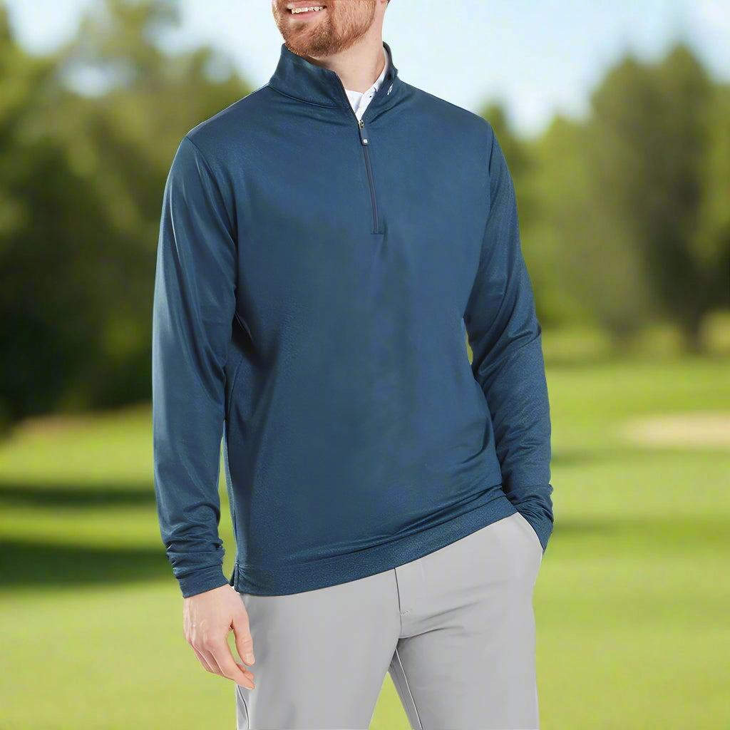FootJoy Speckle Print Chill-Out Pullover - Dark Denim Winter Layer