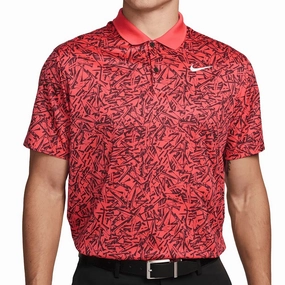 Nike Dri-FIT Victory  All-Over Print Polo Shirt - Ember Glow/Black/White Layered Sleeve Construction Day-to-Night Look
