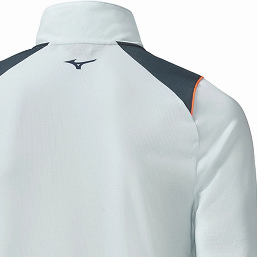 old people Mizuno Breath Thermo Elite 1/4 Zip Pullover - Light Blue