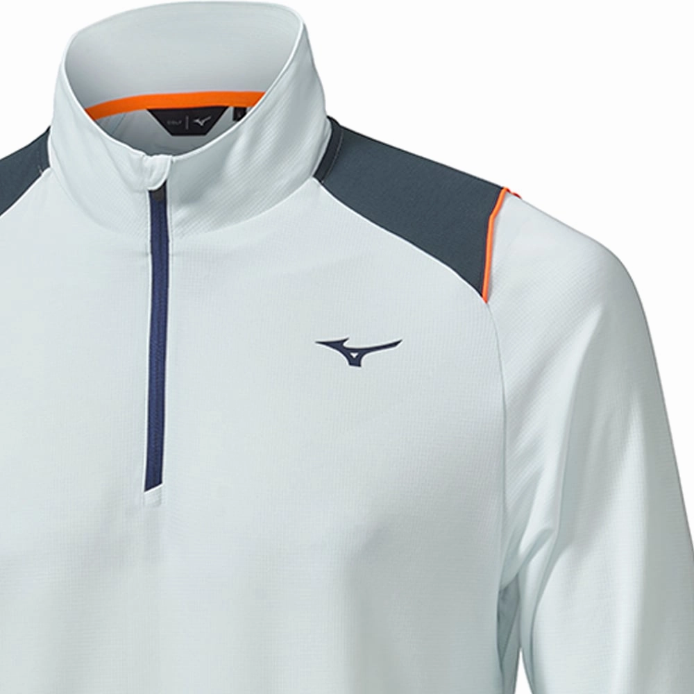 Mizuno Breath Thermo Elite 1/4 Zip Pullover - Light Blue Backpacking Essential Active Wear