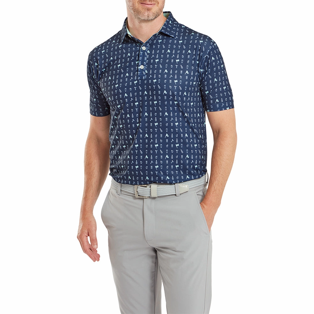 FootJoy The 19th Hole Lisle Polo Shirt - Navy Stretch Fabric Technology