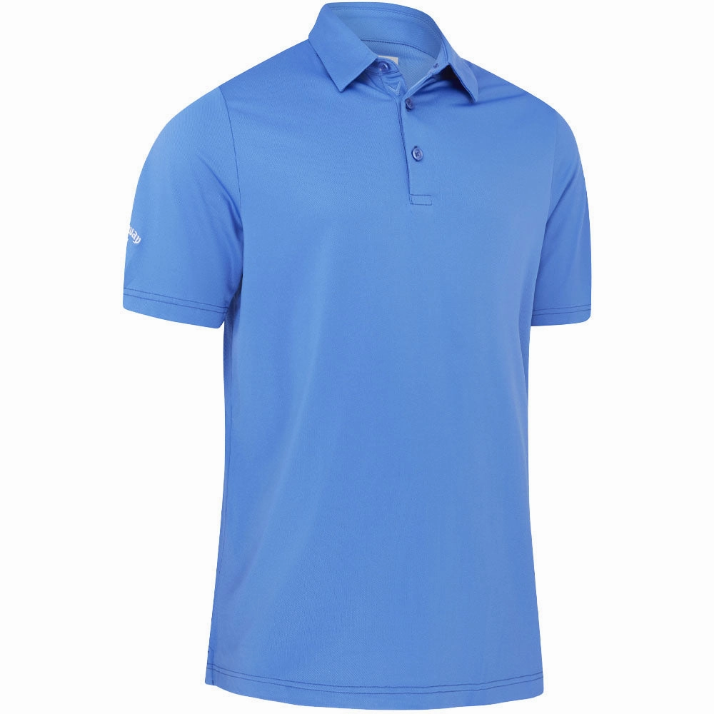 Callaway Swing Tech Solid Print Polo Shirt - Amparo Blue MoistureWickingFabric