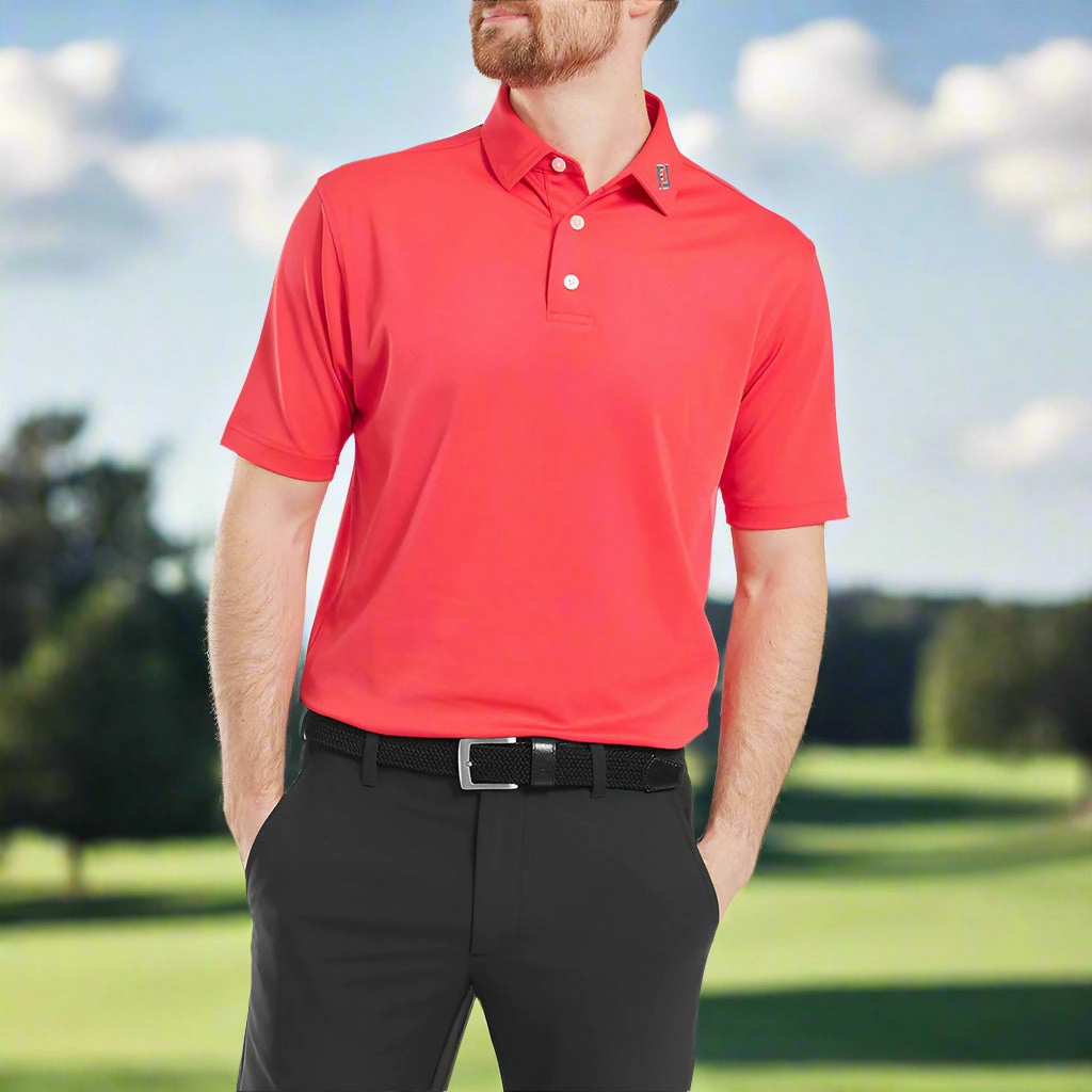 FootJoy Stretch Pique Solid Polo Shirt - Hibiscus insulated