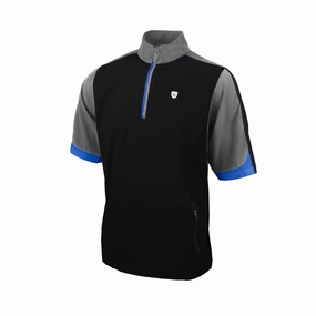 Running Speed Relax Comfort Style Island Green 1/4 Zip Short Sleeve Wind Top - Black/Grey