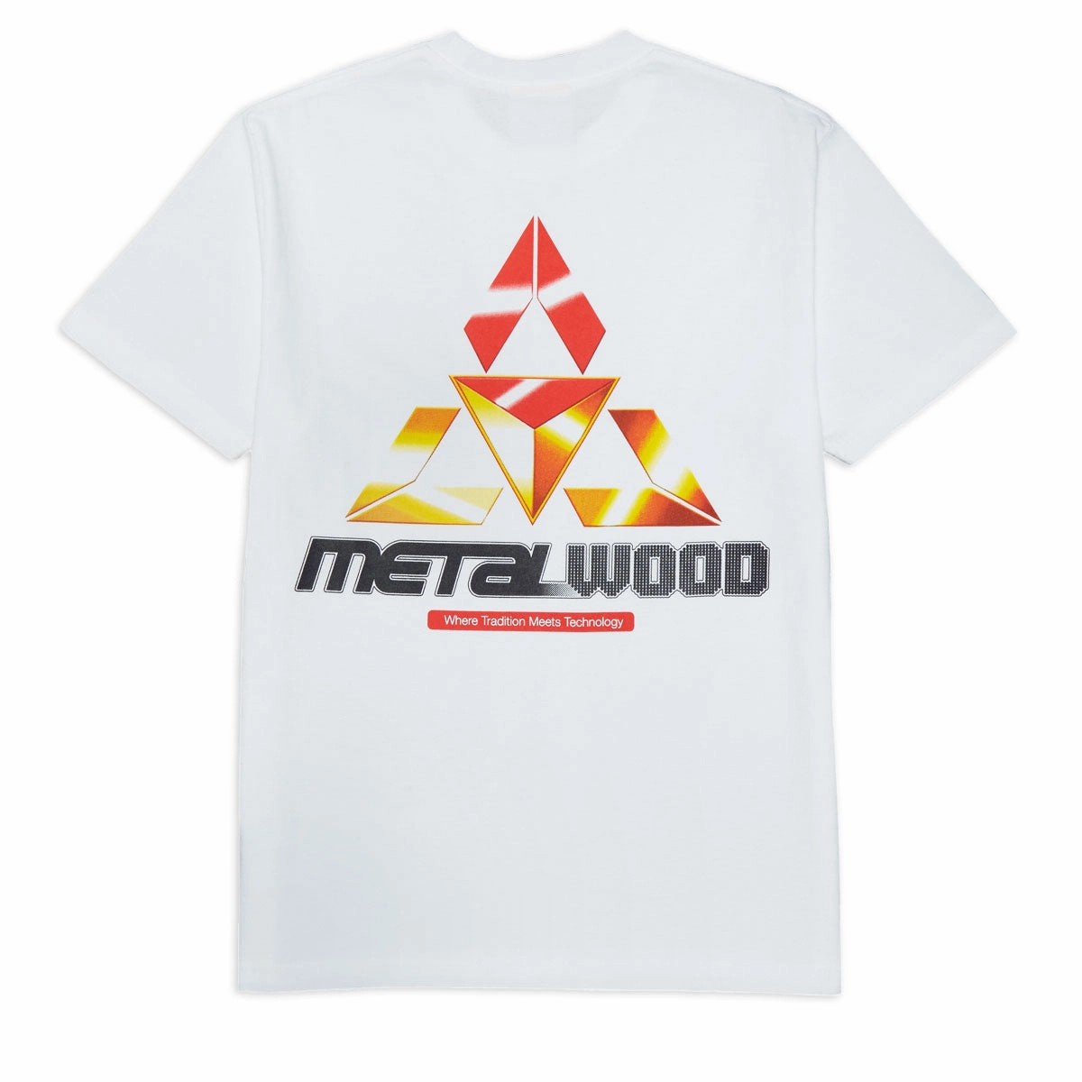Smooth Jersey Texture Metalwood Tri-Metal T-Shirt - White