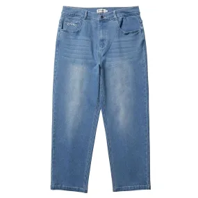 Double Needle Stitching Evisen Eye Fire Jeans - Blue