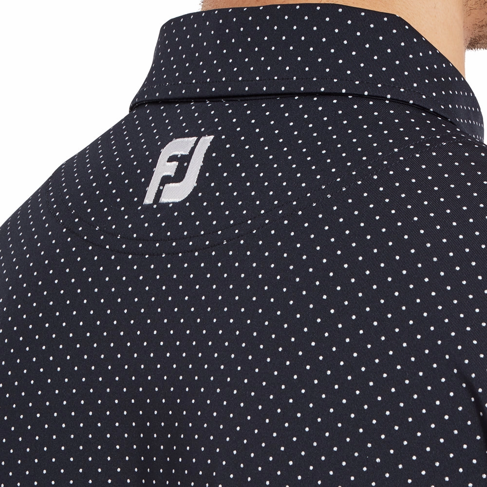 FootJoy Stretch Lisle Dot Print Polo Shirt - Navy/White All-day style Soft Design
