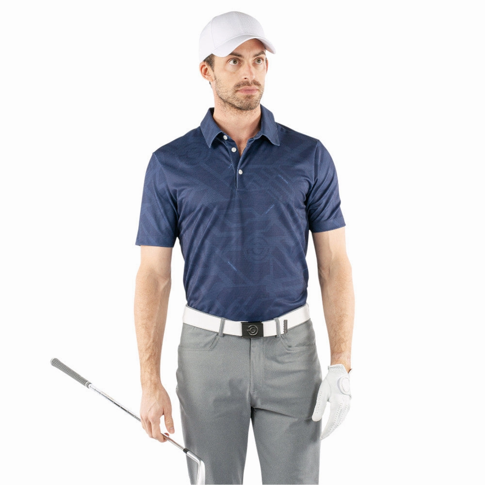 Cool and Comfortable Everyday Casual Galvin Green Maze Polo Shirt - Navy