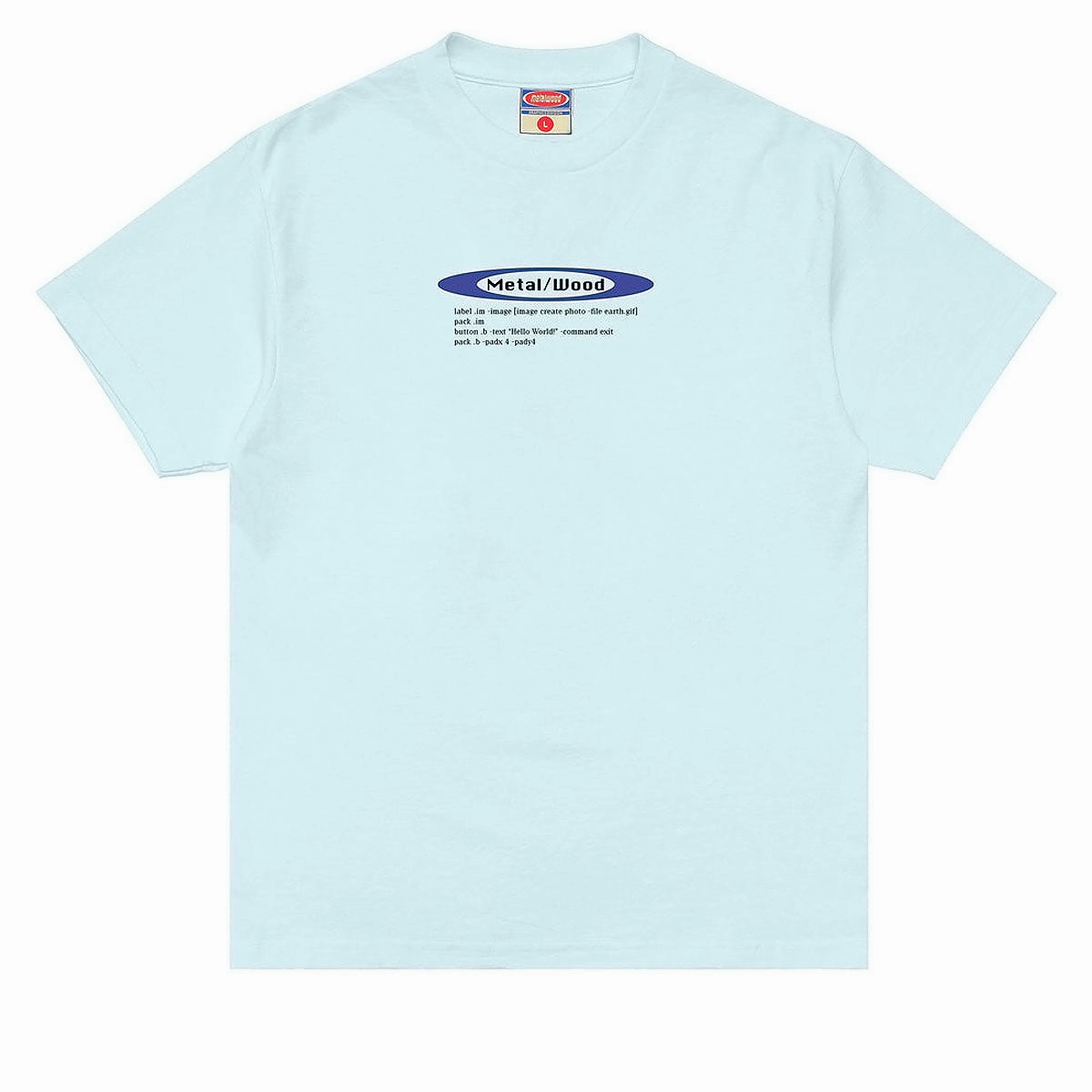Basic Wear Fresh Style Metalwood Hello World T-Shirt - Baby Blue