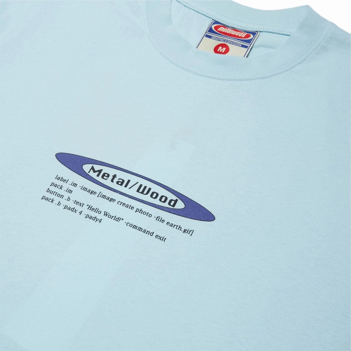 Chic Cut Metalwood Hello World T-Shirt - Baby Blue