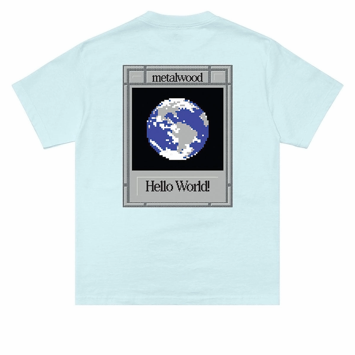 Eco Friendly Fabric Metalwood Hello World T-Shirt - Baby Blue