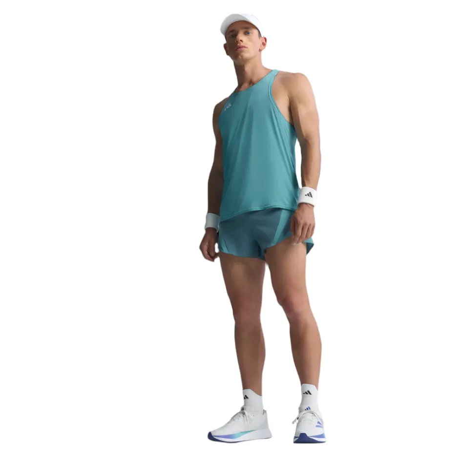 Easy Care Fabric adidas Men's Adizero Running Gel Pocket Shorts in Tuquoise/Powder Teal AW25