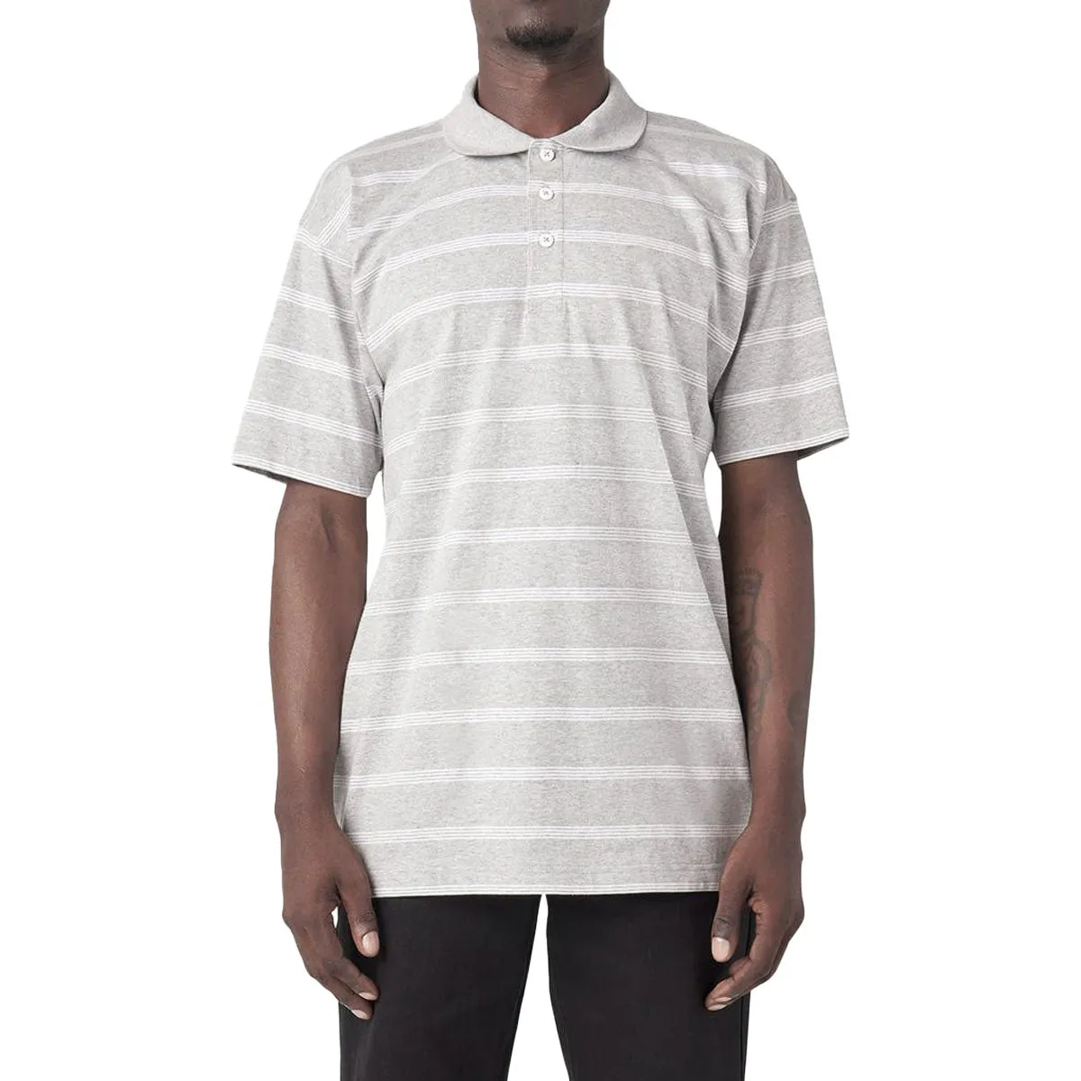 Dickies Skate Temp-IQ Christainburg Polo Shirt - Heather Grey Tri Stripe Gym Appropriate