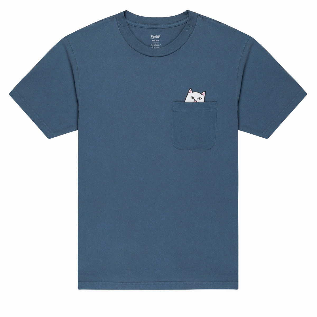 RIPNDIP Lord Nermal Pocket T-Shirt - Slate Mineral Wash Stylish Wear Button Down