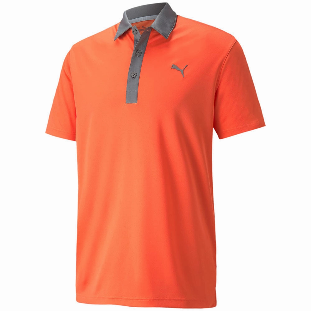 AllSeasonWear Vintage Wash Effect Puma Gamer Polo Shirt - Hot Coral/Quiet Shade