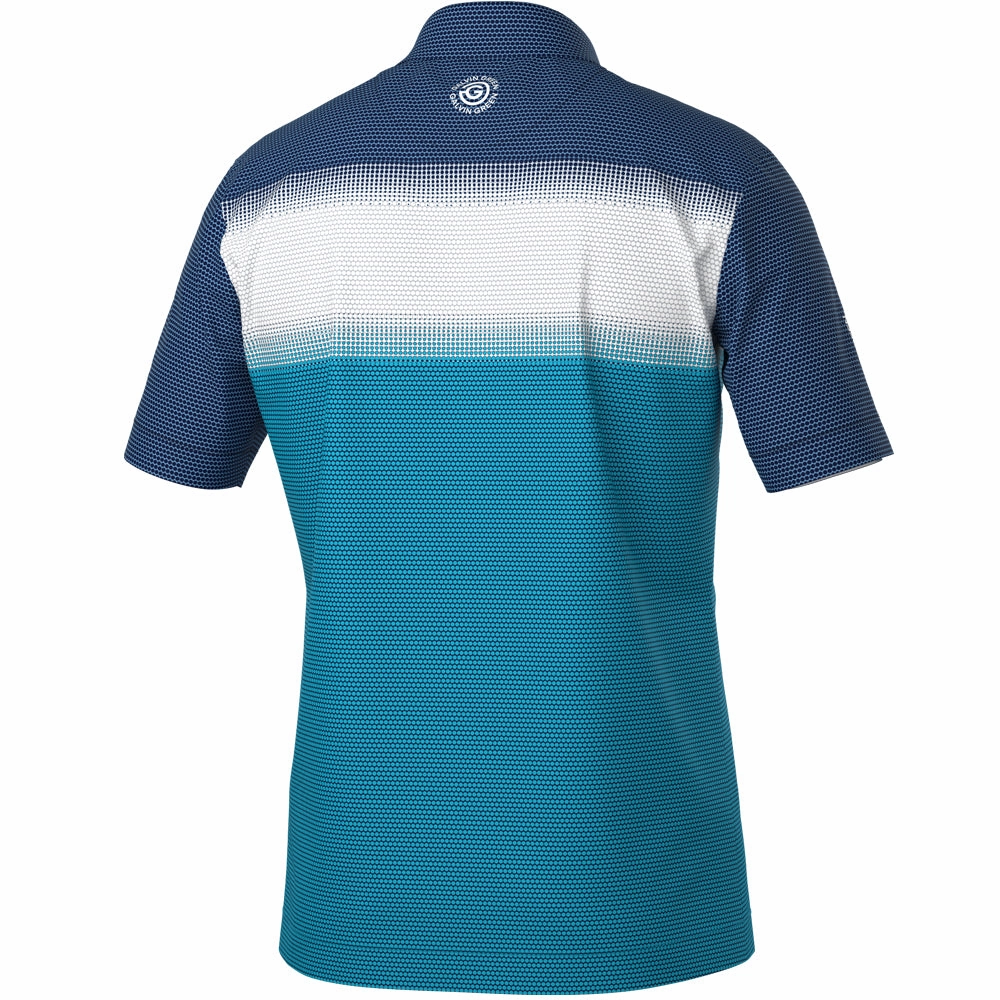 Galvin Green Mirca Ventil8  Polo Shirt - Aqua/White/Navy Outdoor Comfort Style Bold and Comfortable