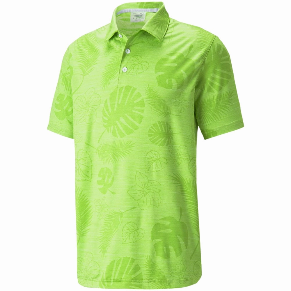 Puma Cloudspun Leaves n' Flowers Polo Shirt - Greenery Heather Quick Drying