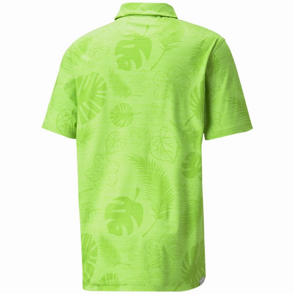 Puma Cloudspun Leaves n' Flowers Polo Shirt - Greenery Heather Functional Comfort