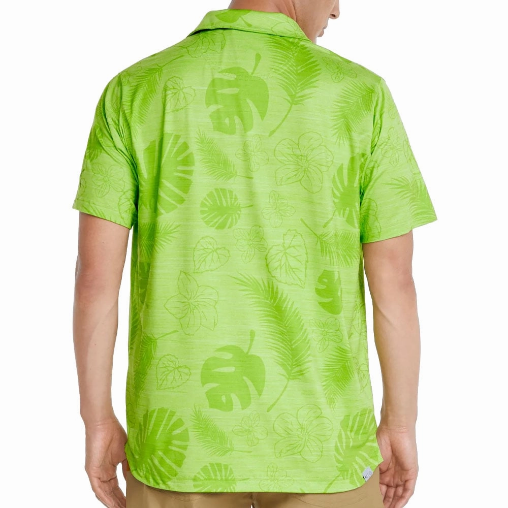 Puma Cloudspun Leaves n' Flowers Polo Shirt - Greenery Heather Comfy Touch
