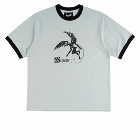 Welcome Scatter Ringer Knit T-Shirt - Mist/Black AllDay Comfort