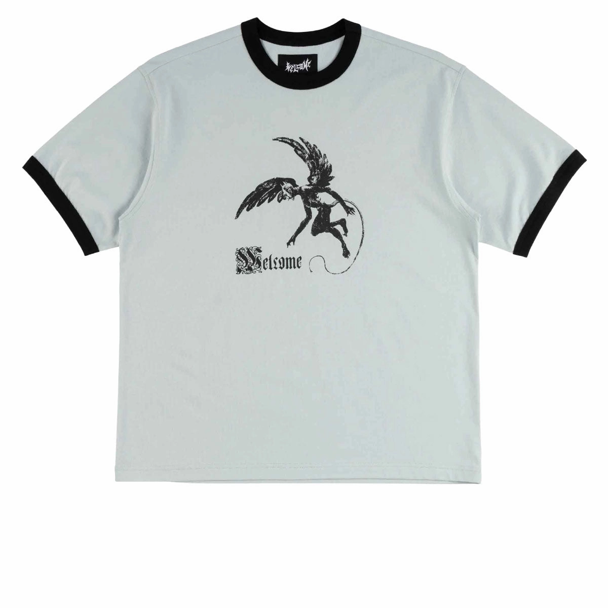 Welcome Scatter Ringer Knit T-Shirt - Mist/Black AllDay Comfort