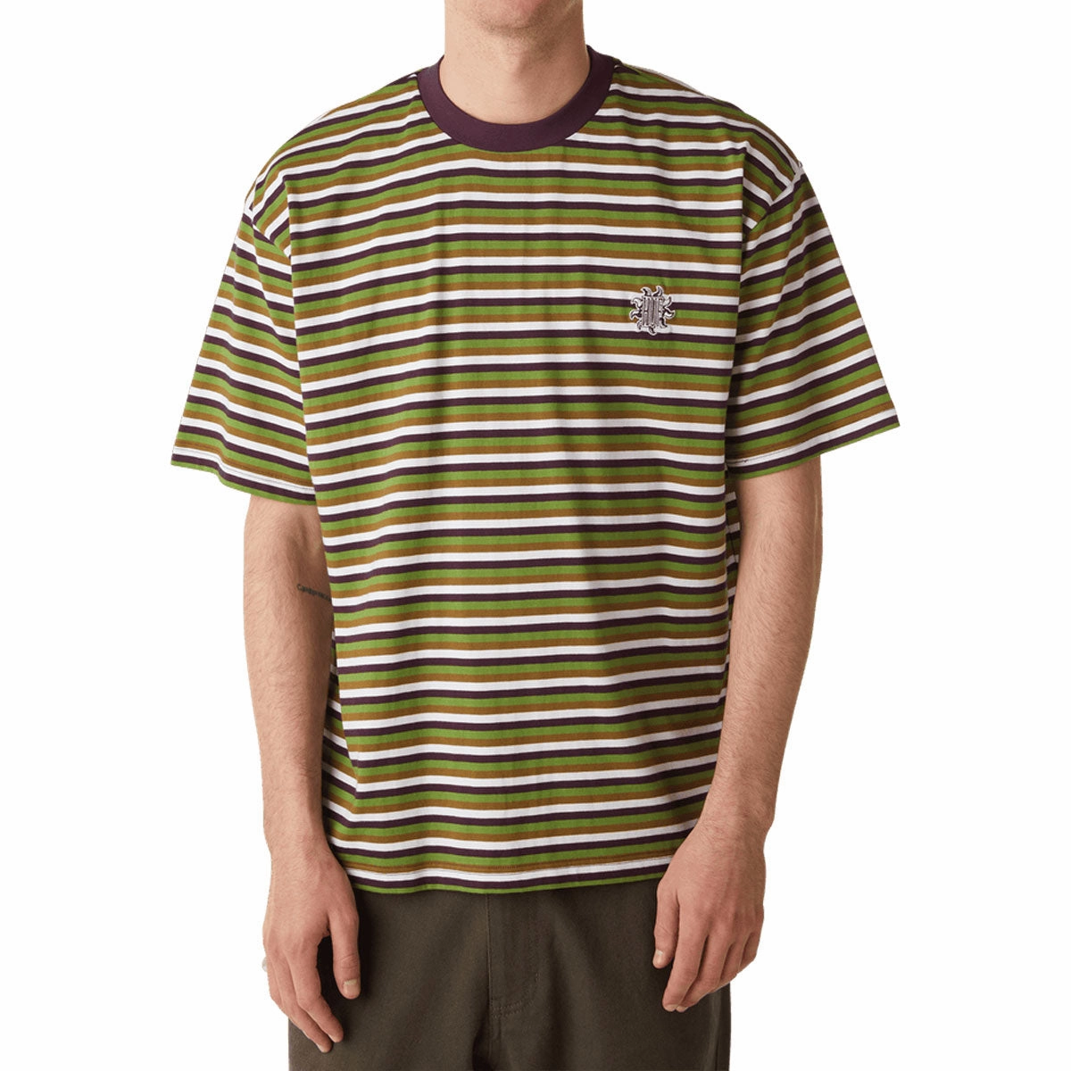 Daily Style Trend HUF Apollo Striped Knit Boxy T-Shirt - Green
