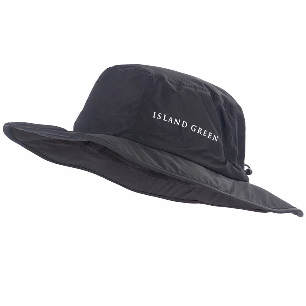 Daywear Piece Summer Travel Island Green Waterproof Adjustable Bucket Hat - Black