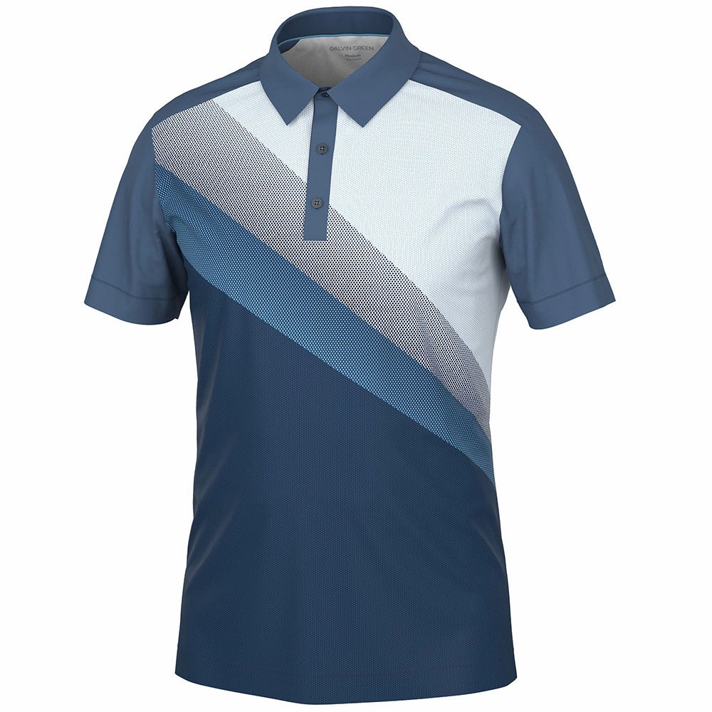 Galvin Green Macoy Polo Shirt - Navy/Alaskan Blue Stylish and Comfortable Ribbed Collar Design