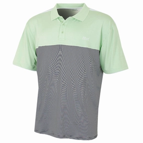 Island Green Blocked Stripe Polo Shirt - Apple UV protection layer Printed design